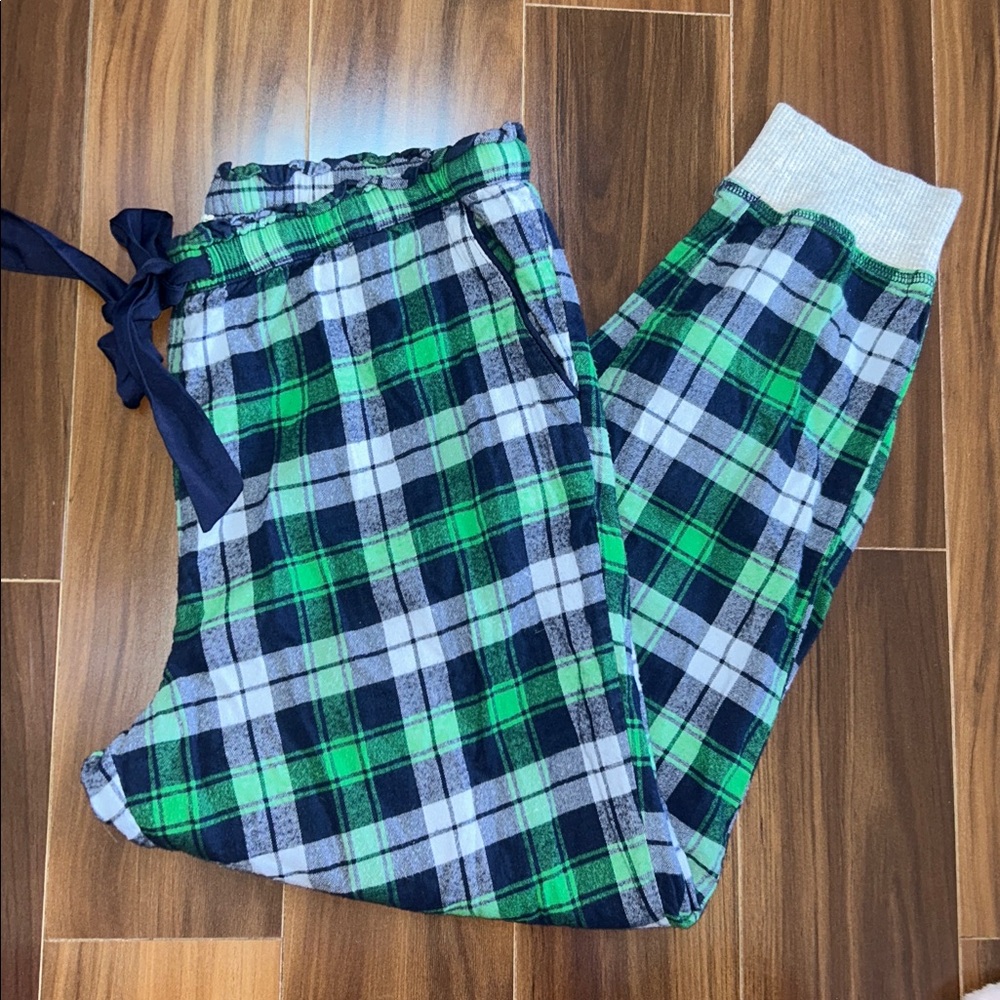Large Aerie plaid pajama pants flannel blue green